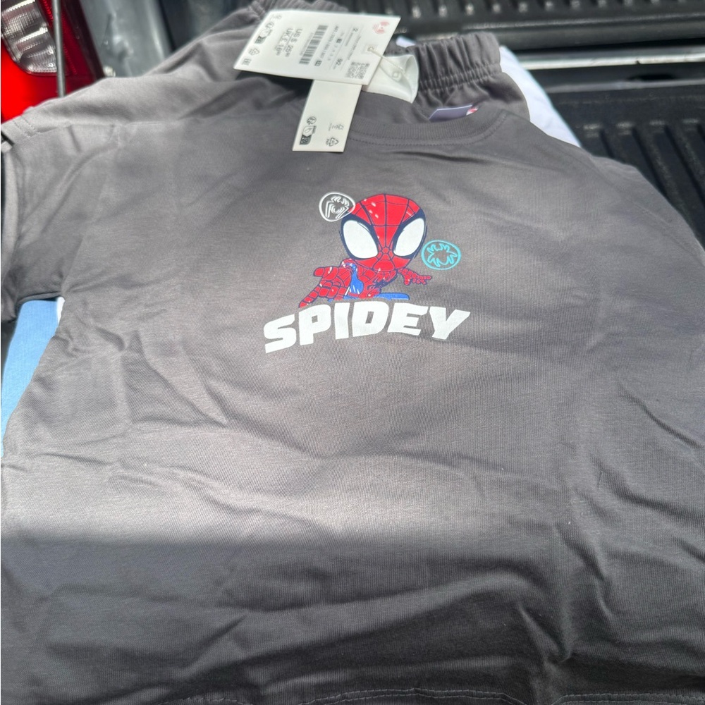 Zara Kids Spidey Graphic Tee - Dark Gray with Red & White Accents